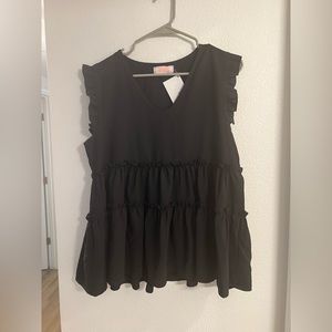 Black Ruffle Peplum Blouse